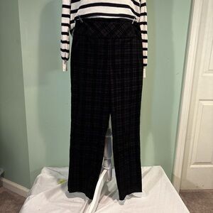 Soft Surroundings black velvet plaid straight leg pull on Pants size m